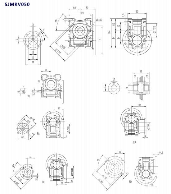 SJMRV050型號蝸輪蝸桿減速機產品安裝尺寸.jpg